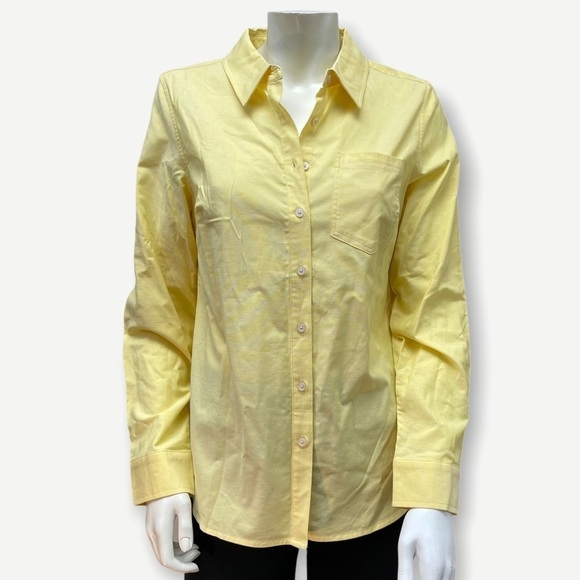 DENIM & Co. Stretch Oxford Point Collar Button-Fro - Picture 1 of 5